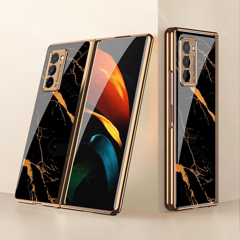 Luxury Plating Glass Case Anti-knock Protective Hard Edge Cover For Samsung Galaxy Z Fold 2 5G - VooChoice