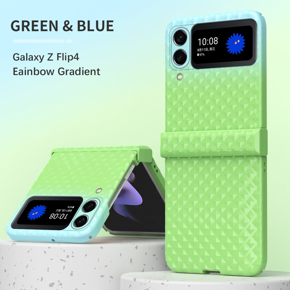 Colorful Candy Gradient & Glitter Diamond Shockproof Phone Case For Samsung Galaxy Z Flip3 Flip4