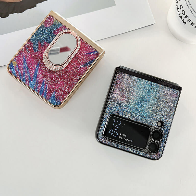Shining Diamond Mirror Ring Protective Cover For Samsung Galaxy Z Flip 3 5G pphonecover