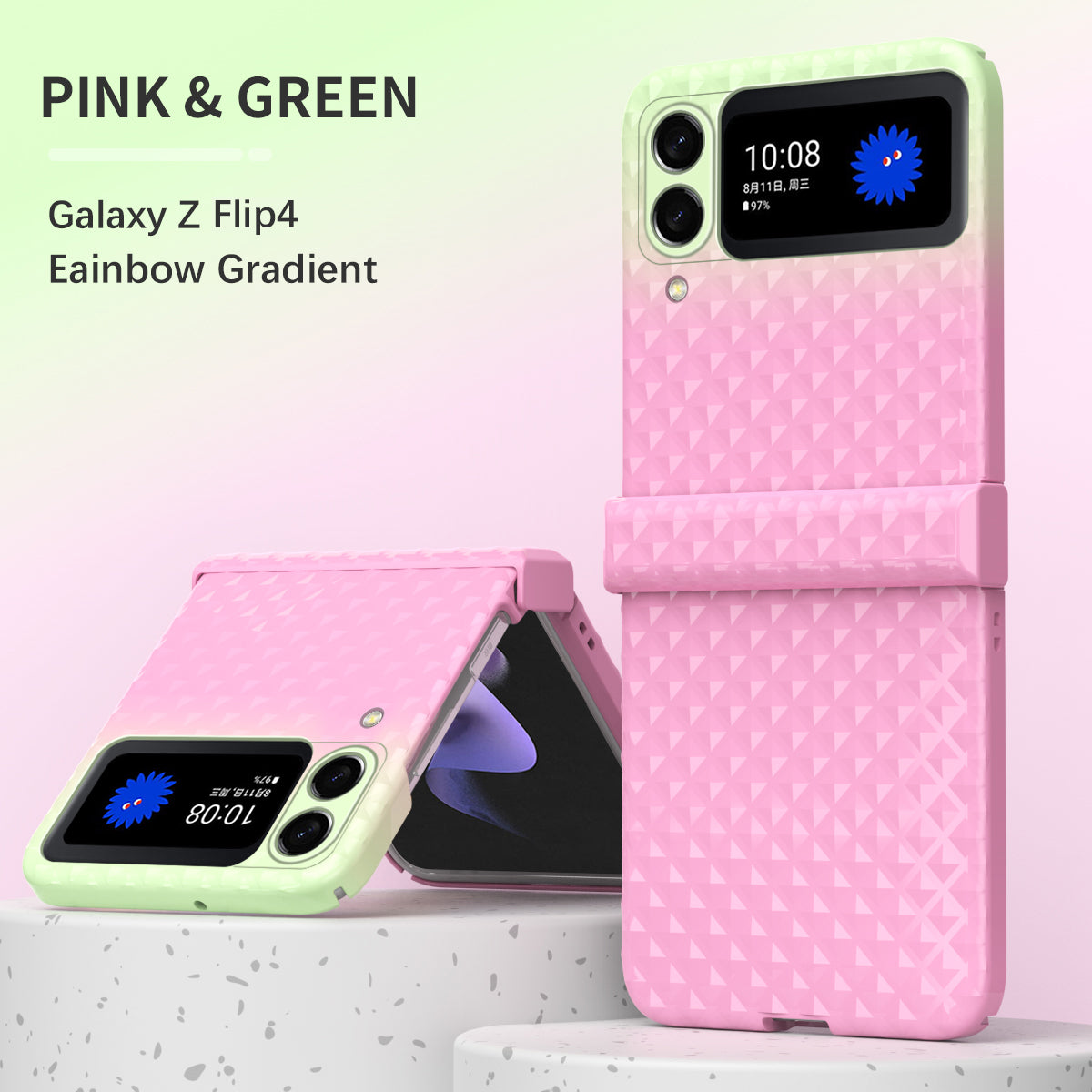 Colorful Candy Gradient & Glitter Diamond Shockproof Phone Case For Samsung Galaxy Z Flip3 Flip4
