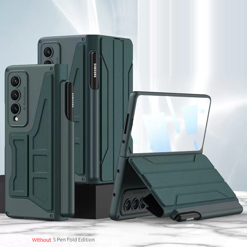 Leather Samsung Galaxy Z Fold4 5G Flip Case Cover With Film Detachable S Pen Holder