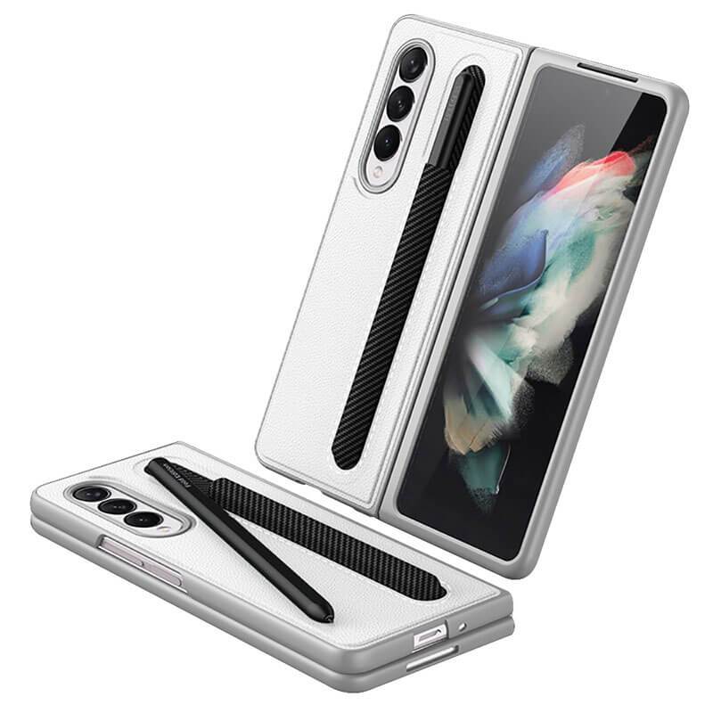 Luxury Leather Shockproof Pen Slot Case For Samsung Z Fold 3 5G