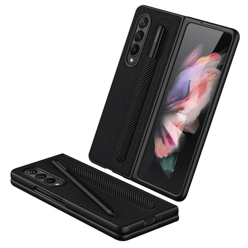Luxury Leather Shockproof Pen Slot Case For Samsung Z Fold 3 5G