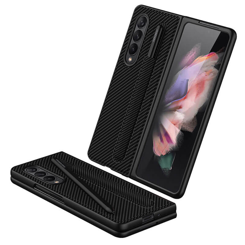 Luxury Leather Shockproof Pen Slot Case For Samsung Z Fold 3 5G