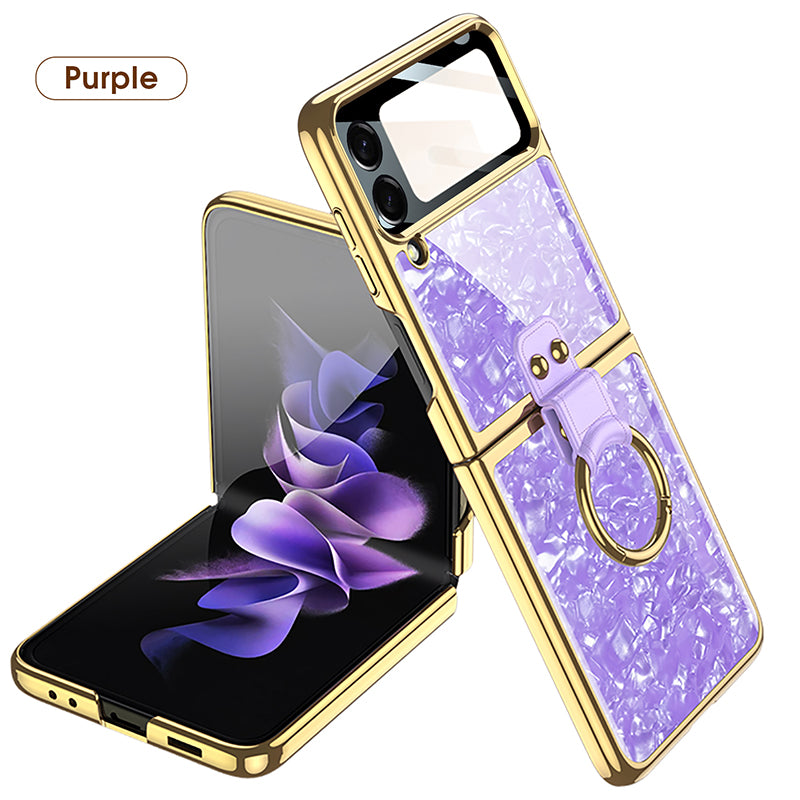 Golden Frame Luxury Crystal Case With Ring Stand For Samsung Galaxy Z Flip3(4)