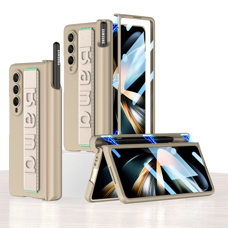 Magnetic hinged wristband toughened film integrated case For Samsung Galaxy Z Fold4