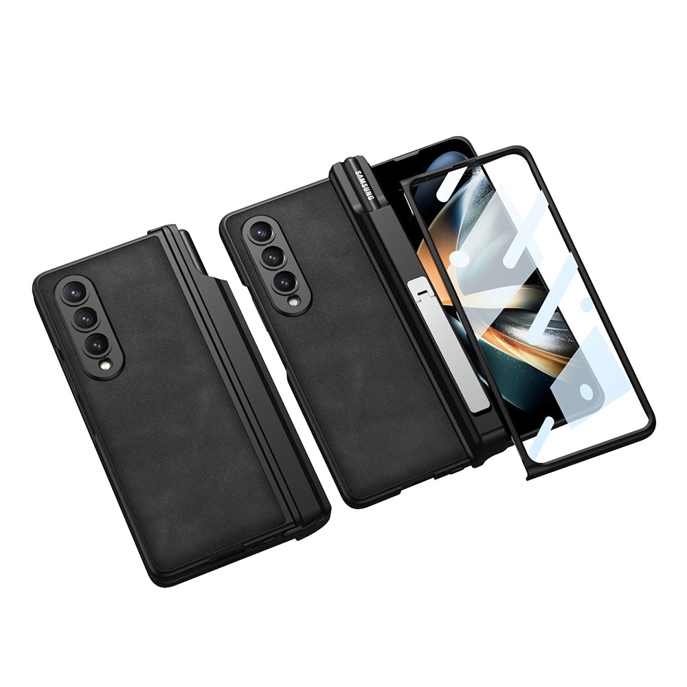 Magnetic Matte Leather Shockproof Pen Slot Phone Case With Bracket For Samsung Galaxy Z Fold4