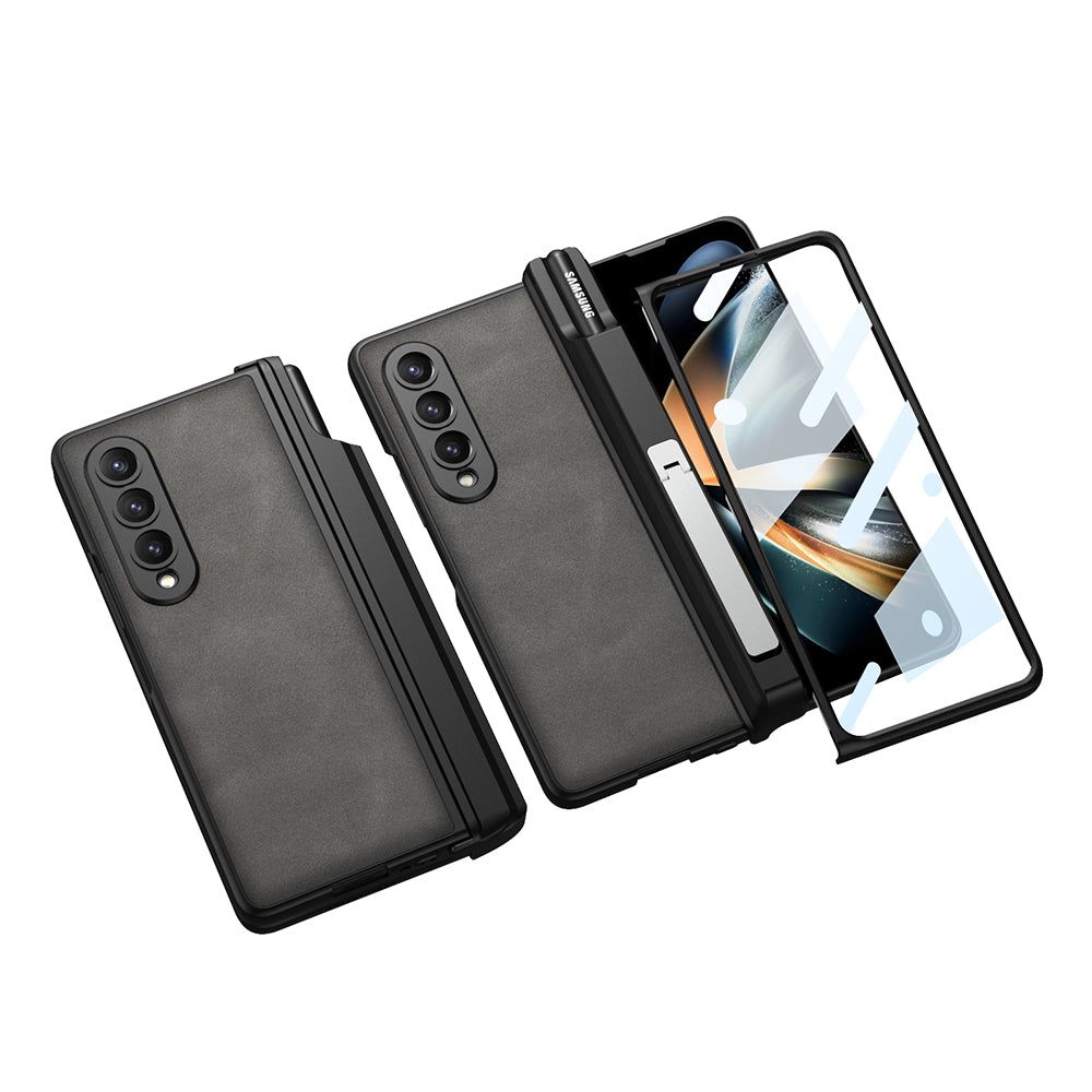 Magnetic Matte Leather Shockproof Pen Slot Phone Case With Bracket For Samsung Galaxy Z Fold4