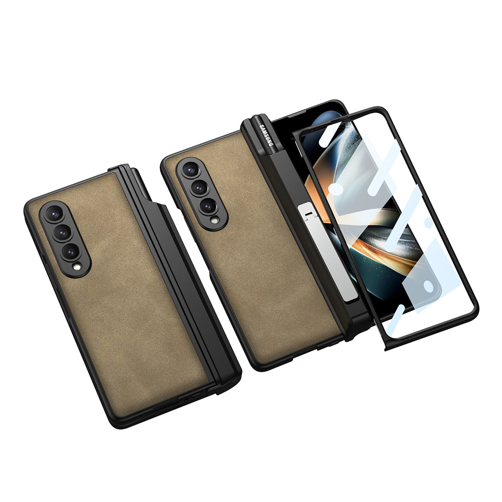 Magnetic Matte Leather Shockproof Pen Slot Phone Case With Bracket For Samsung Galaxy Z Fold4