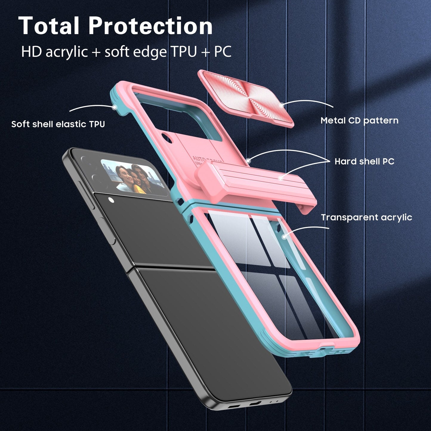 Anti-Slip Clear Acrylic Case for Samsung Galaxy Z Flip4 5G