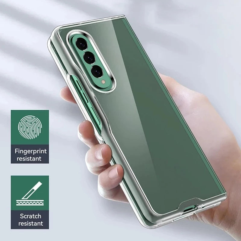 Capa For Samsung Galaxy Z Fold 4 3 2 5G Case Clear Transparent Folding Ultra Thin Protective Shockproof PC Hard Back Cover