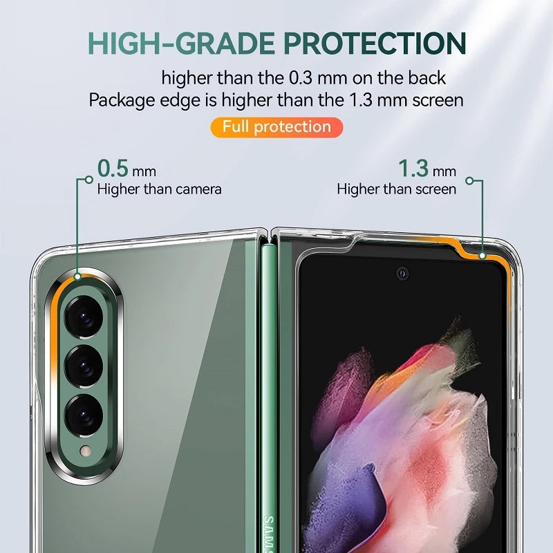 Capa For Samsung Galaxy Z Fold 4 3 2 5G Case Clear Transparent Folding Ultra Thin Protective Shockproof PC Hard Back Cover