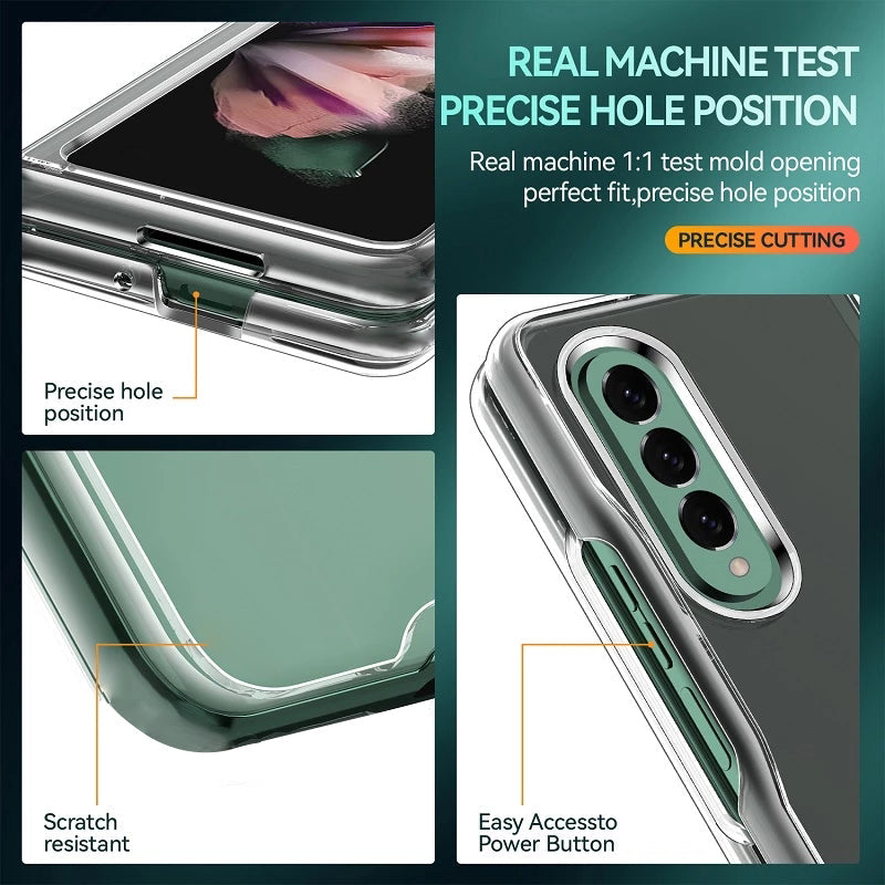 Capa For Samsung Galaxy Z Fold 4 3 2 5G Case Clear Transparent Folding Ultra Thin Protective Shockproof PC Hard Back Cover