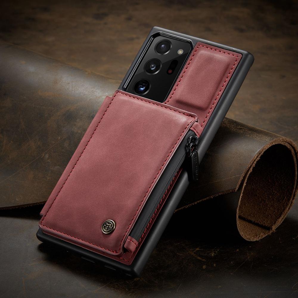 Dual Layer Flip Zipper Leather Cardholder Wallet Cover Case For Samsung Galaxy S22 S20 S21 FE Note 20