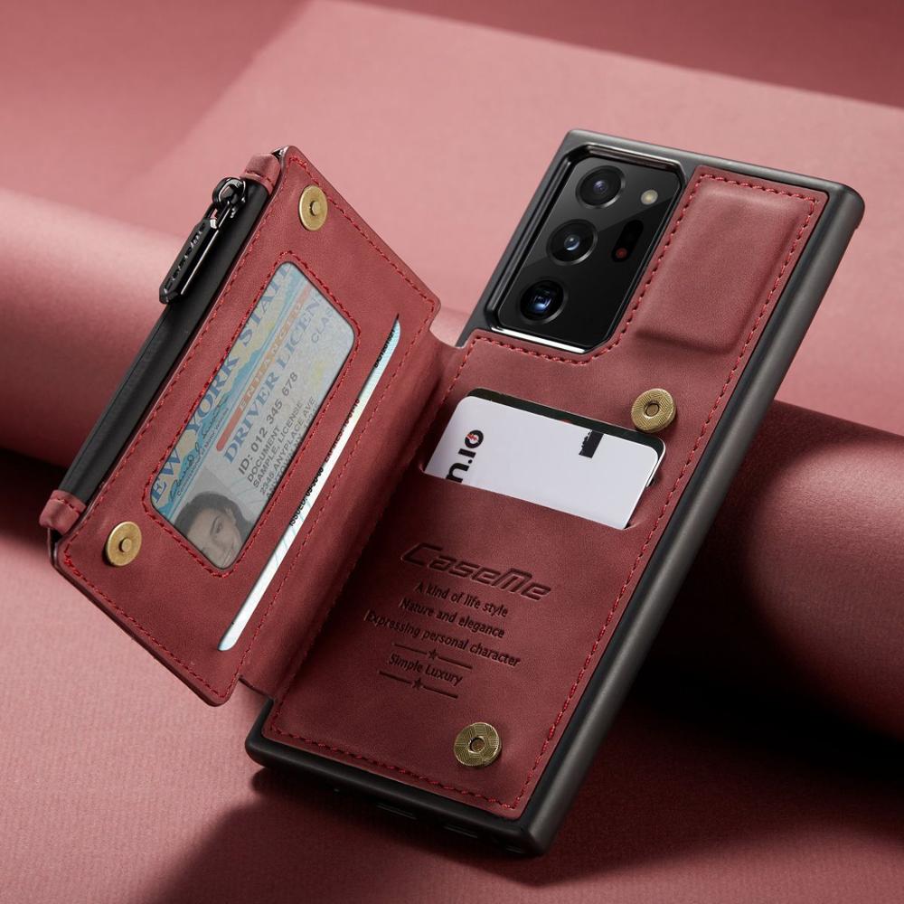 Dual Layer Flip Zipper Leather Cardholder Wallet Cover Case For Samsung Galaxy S22 S20 S21 FE Note 20
