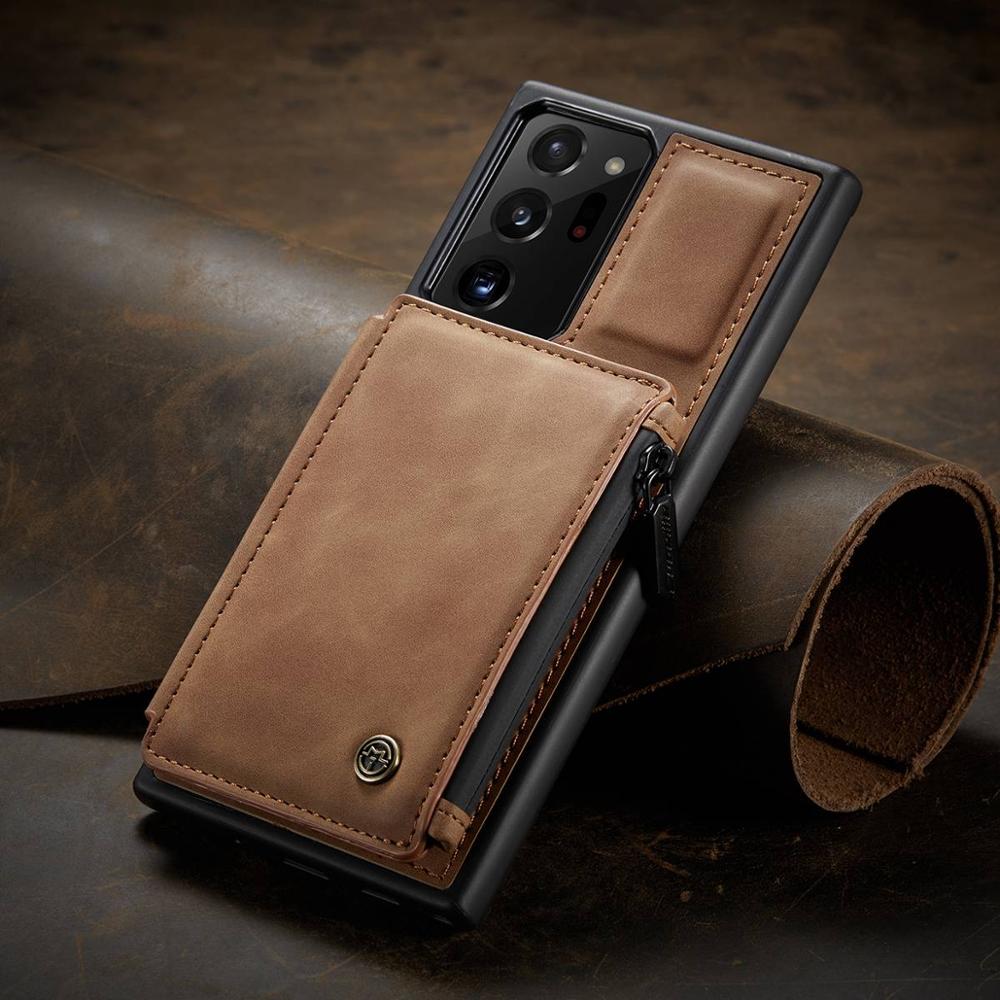 Dual Layer Flip Zipper Leather Cardholder Wallet Cover Case For Samsung Galaxy S22 S20 S21 FE Note 20