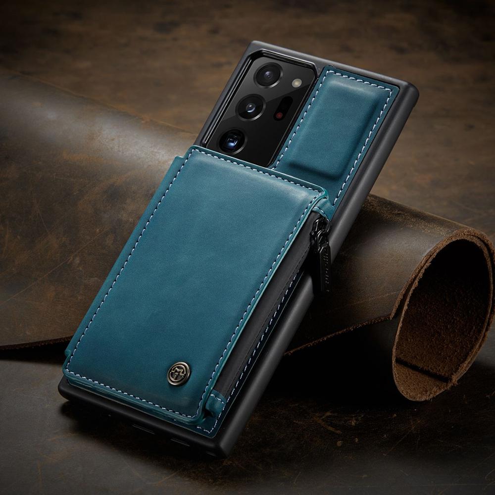 Dual Layer Flip Zipper Leather Cardholder Wallet Cover Case For Samsung Galaxy S22 S20 S21 FE Note 20