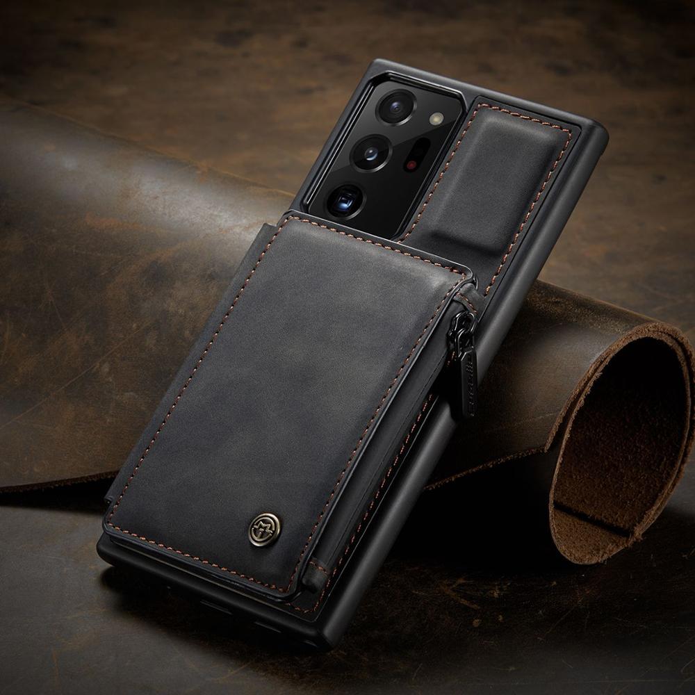 Dual Layer Flip Zipper Leather Cardholder Wallet Cover Case For Samsung Galaxy S22 S20 S21 FE Note 20