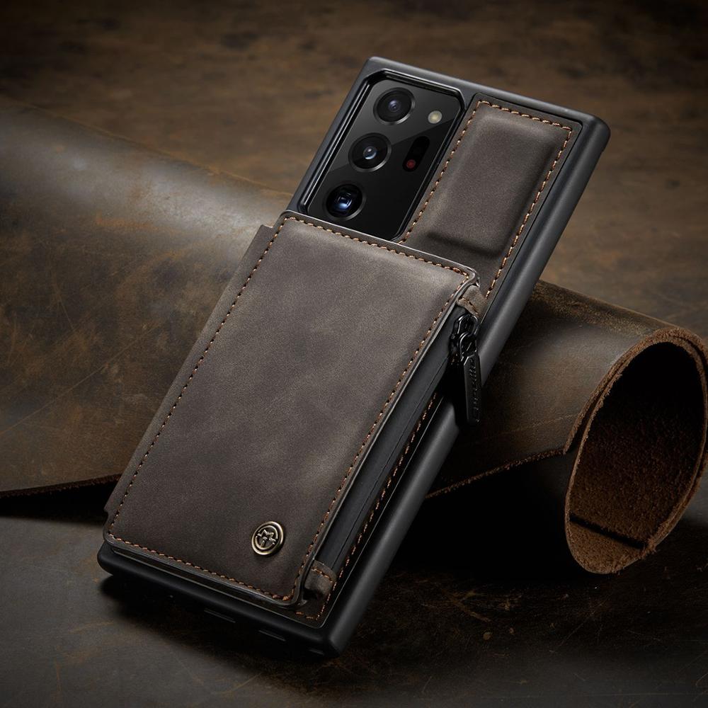 Dual Layer Flip Zipper Leather Cardholder Wallet Cover Case For Samsung Galaxy S22 S20 S21 FE Note 20