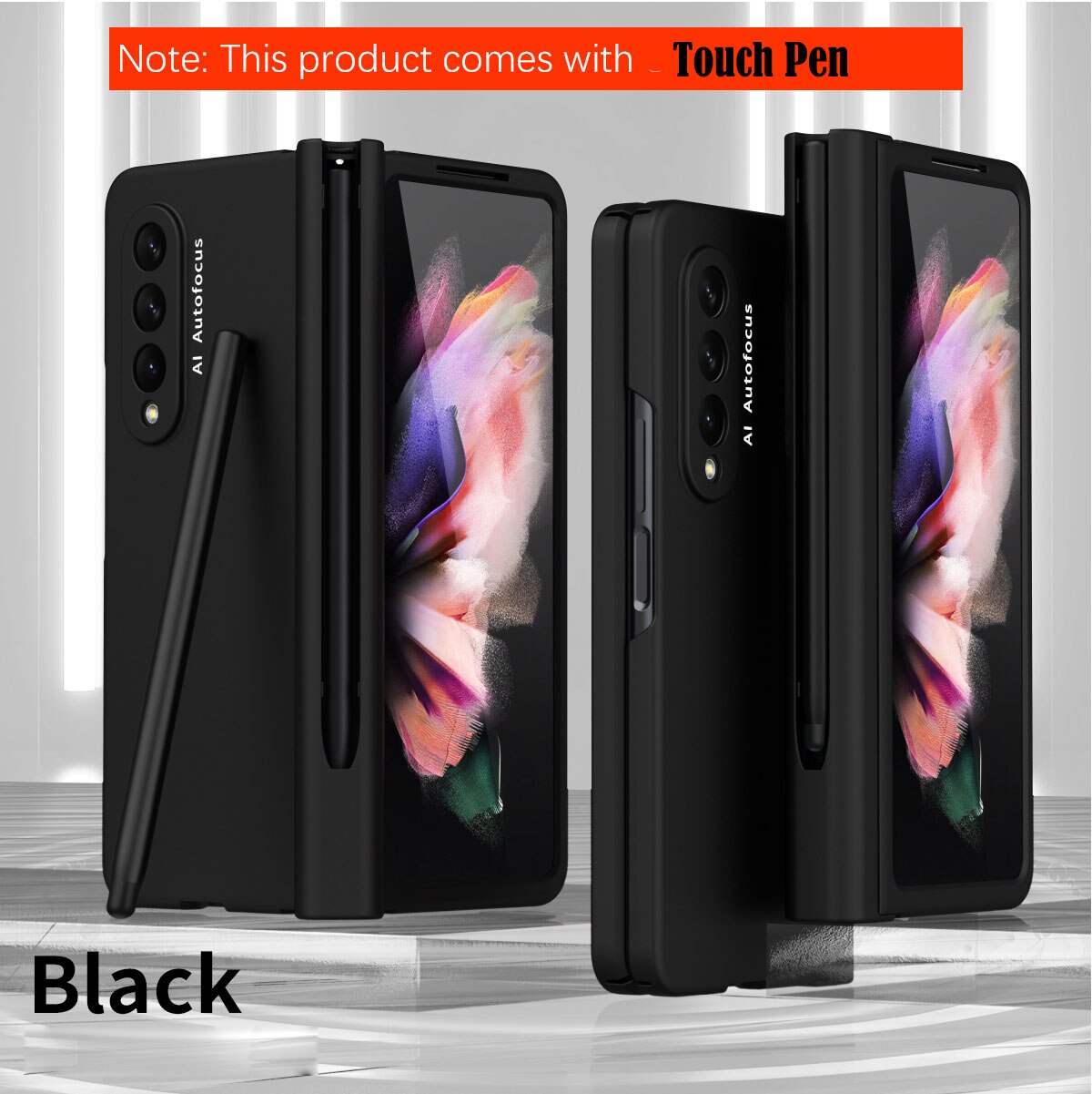 Samsung Galaxy Z Fold4 5G Hinge Case with Pen Slot Holder Hinge Case with Front Screen Glass Film