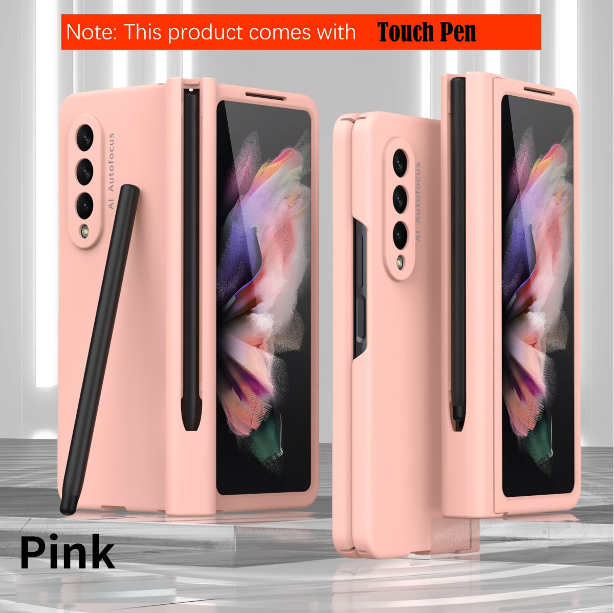 Samsung Galaxy Z Fold4 5G Hinge Case with Pen Slot Holder Hinge Case with Front Screen Glass Film
