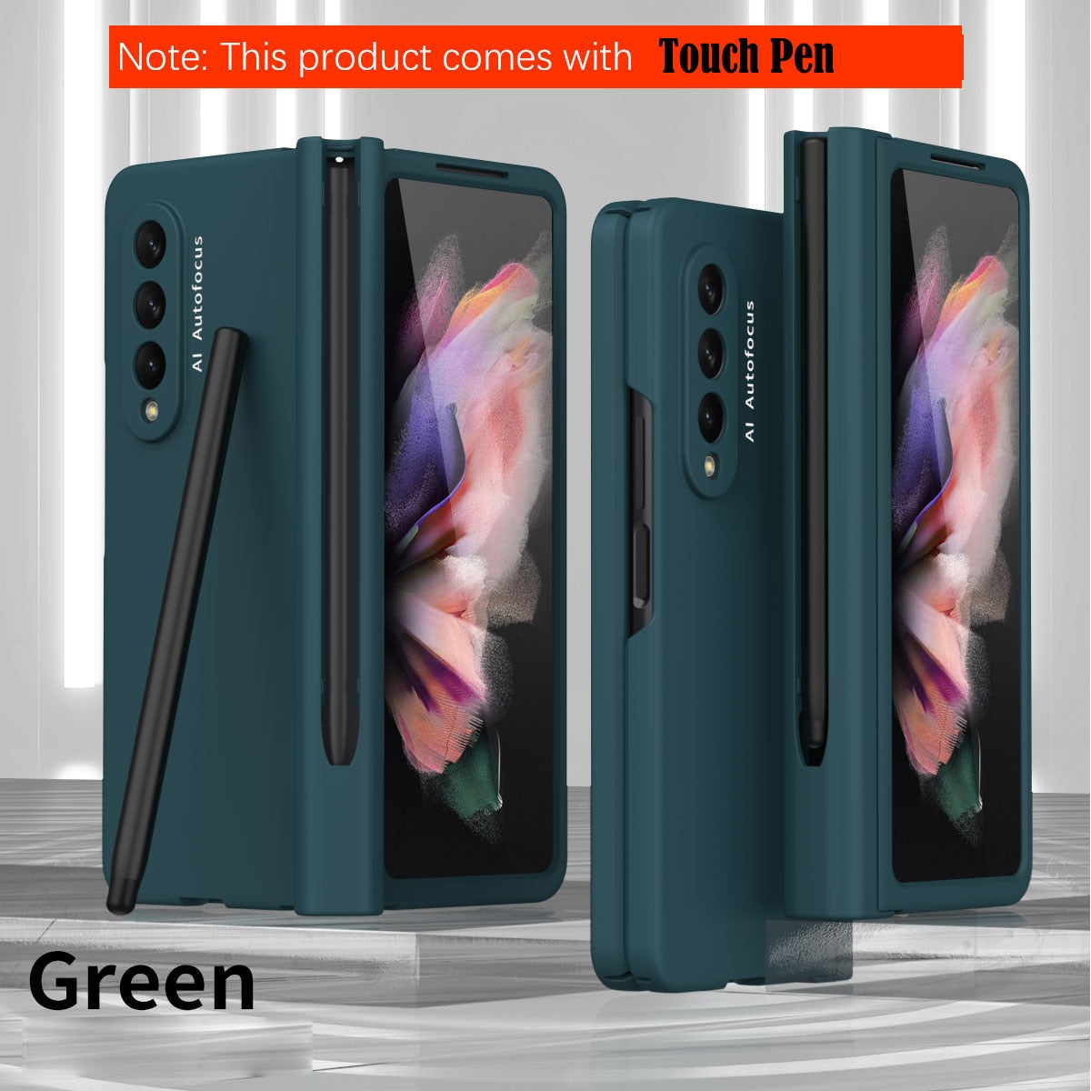 Samsung Galaxy Z Fold4 5G Hinge Case with Pen Slot Holder Hinge Case with Front Screen Glass Film