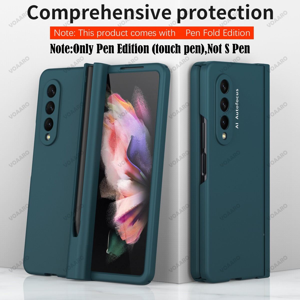 Samsung Galaxy Z Fold4 5G Hinge Case with Pen Slot Holder Hinge Case with Front Screen Glass Film