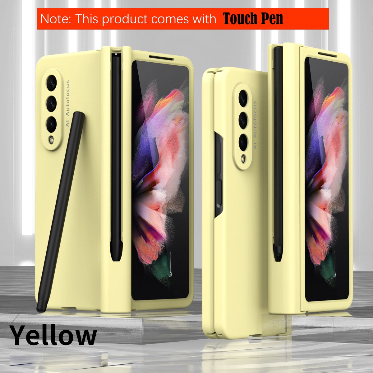 Samsung Galaxy Z Fold4 5G Hinge Case with Pen Slot Holder Hinge Case with Front Screen Glass Film