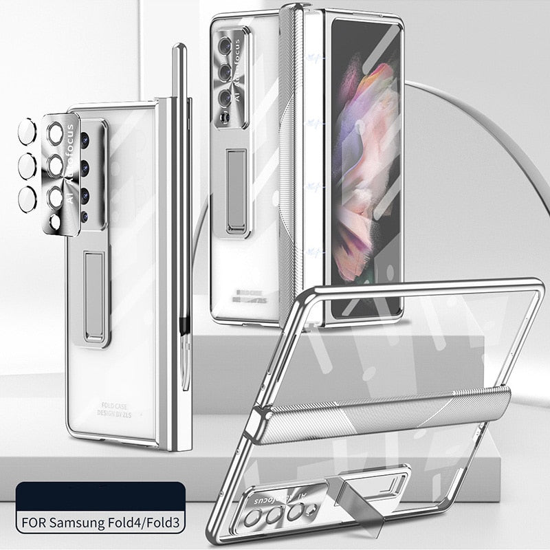 Magnetic Double Hinge Case For Samsung Galaxy Z Fold4 5G With Film Protector and Stylus