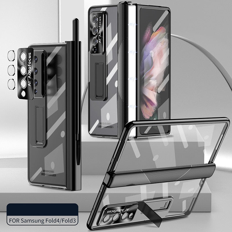 Magnetic Double Hinge Case For Samsung Galaxy Z Fold4 5G With Film Protector and Stylus