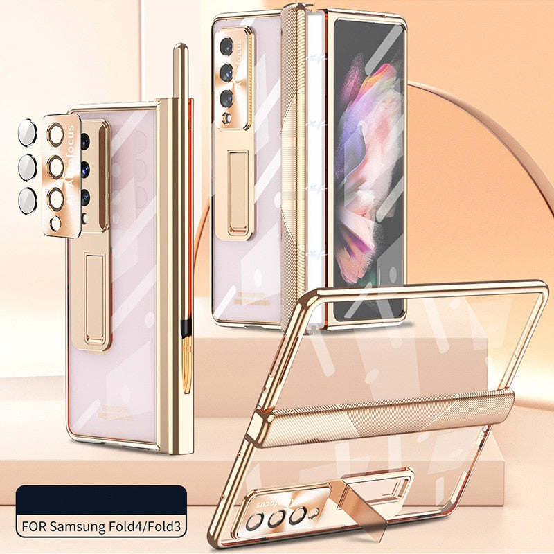 Magnetic Double Hinge Case For Samsung Galaxy Z Fold4 5G With Film Protector and Stylus