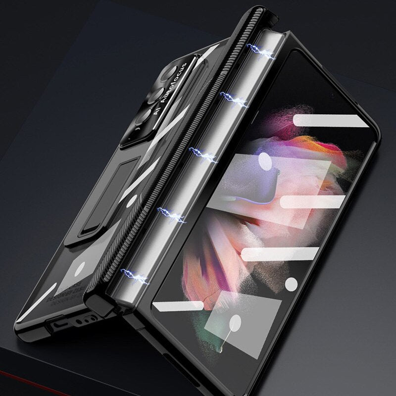 Magnetic Double Hinge Case For Samsung Galaxy Z Fold4 5G With Film Protector and Stylus