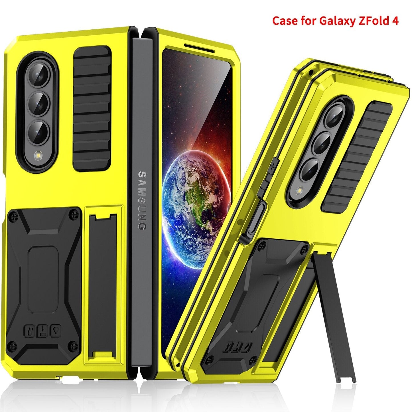 Aluminum Alloy Metal Samsung Galaxy Z Fold4 5G Case Heavy Duty Protection Stand Back Cover for Samsung Z Fold4 Capa