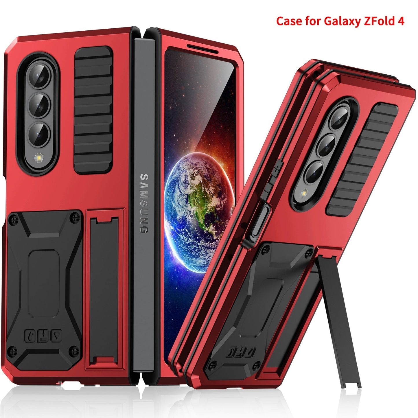 Aluminum Alloy Metal Samsung Galaxy Z Fold4 5G Case Heavy Duty Protection Stand Back Cover for Samsung Z Fold4 Capa