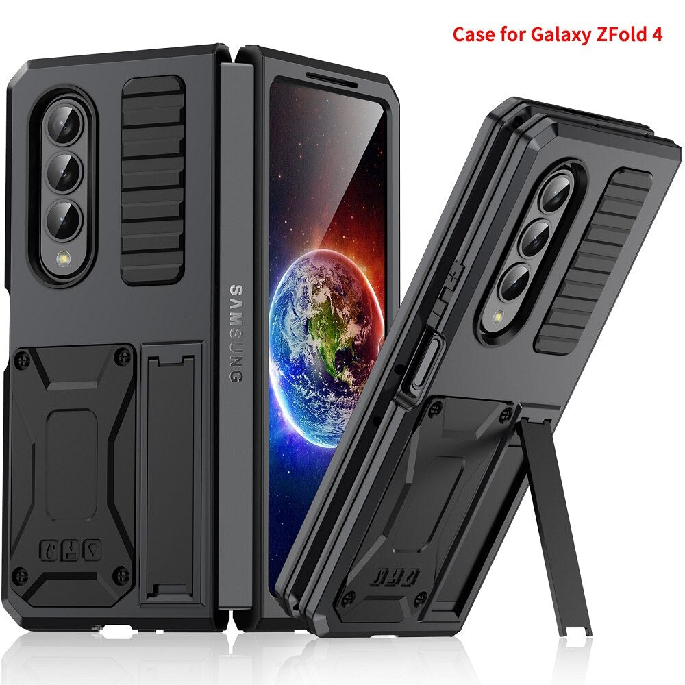 Aluminum Alloy Metal Samsung Galaxy Z Fold4 5G Case Heavy Duty Protection Stand Back Cover for Samsung Z Fold4 Capa