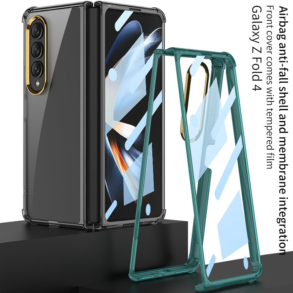 Airbag Bumper With Glass Frame Cover For Samsung Galaxy Z Fold 4 Case Shockproof Clear Soft Edge Case For Galaxy Z Fold4 5G