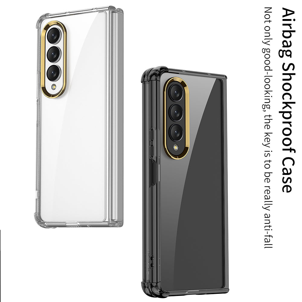 Airbag Bumper With Glass Frame Cover For Samsung Galaxy Z Fold 4 Case Shockproof Clear Soft Edge Case For Galaxy Z Fold4 5G