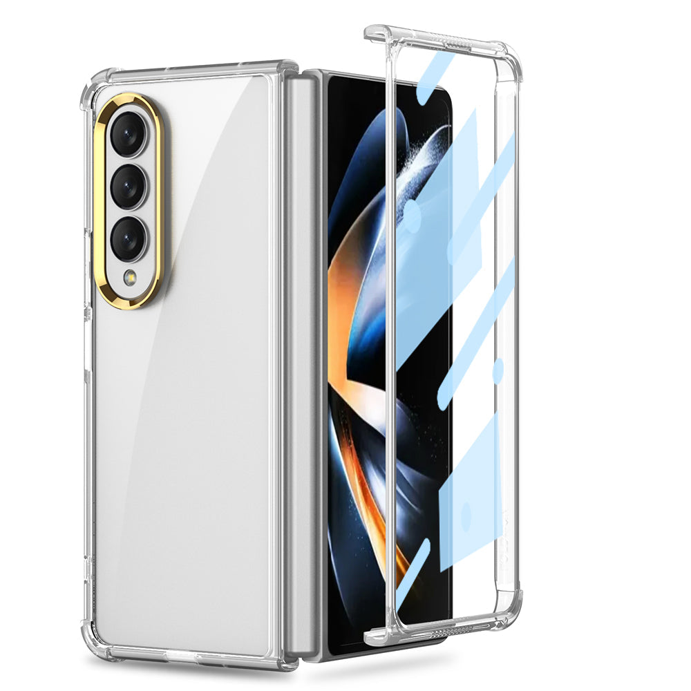 Airbag Bumper With Glass Frame Cover For Samsung Galaxy Z Fold 4 Case Shockproof Clear Soft Edge Case For Galaxy Z Fold4 5G