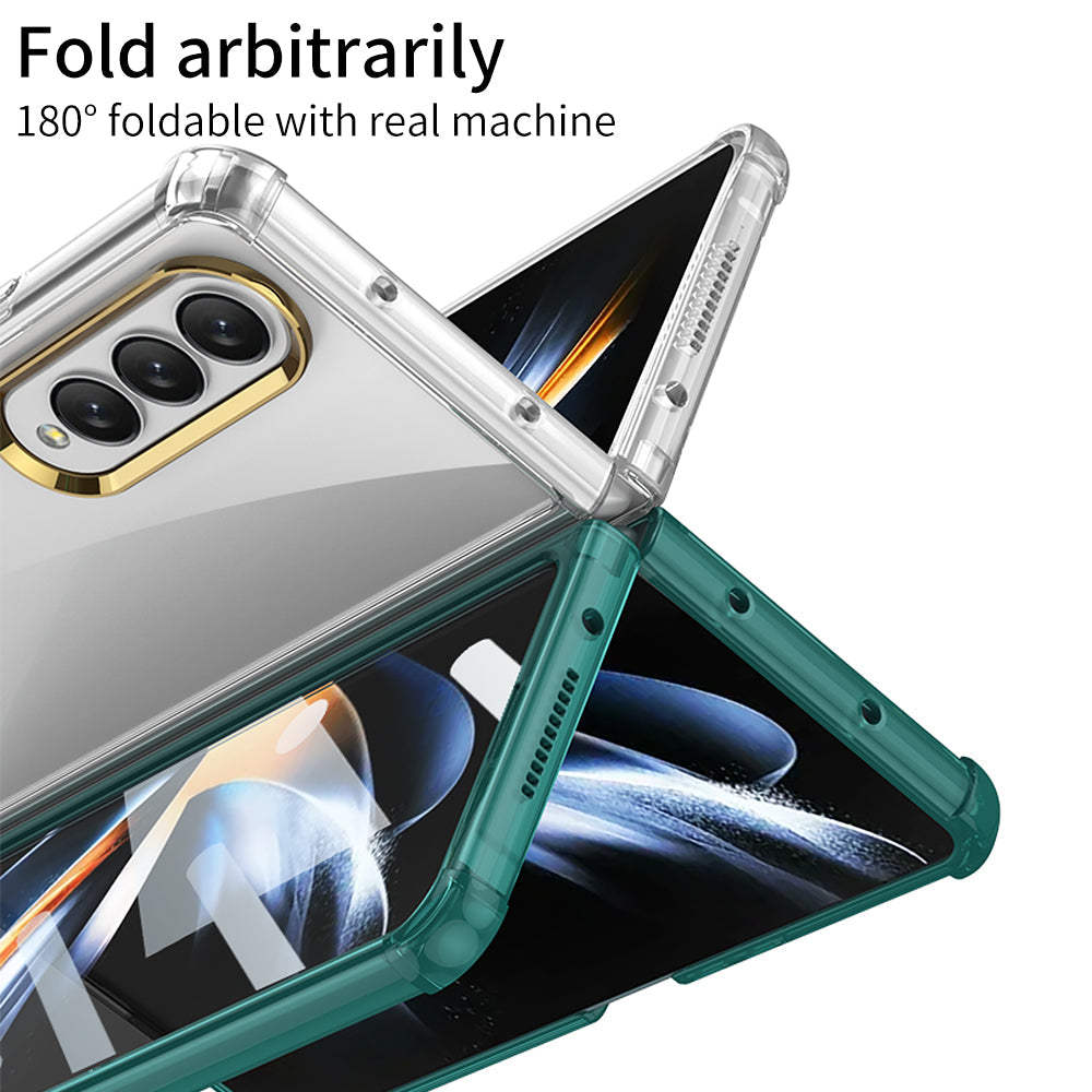 Airbag Bumper With Glass Frame Cover For Samsung Galaxy Z Fold 4 Case Shockproof Clear Soft Edge Case For Galaxy Z Fold4 5G