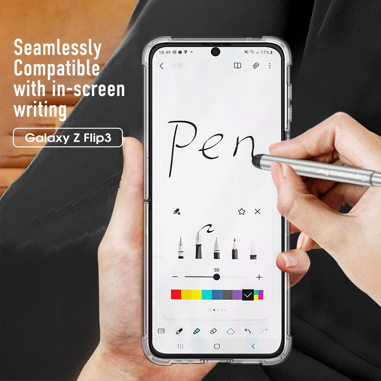 Airbag Corner Hard Silicone Case For Samsung Galaxy Z Flip 3 5G Case Included Capacitance Pen Slot Cover For Galaxy Z Flip 3