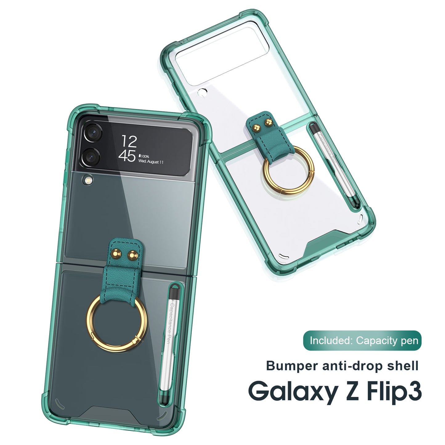 Airbag Corner Hard Silicone Case For Samsung Galaxy Z Flip 3 5G Case Included Capacitance Pen Slot Cover For Galaxy Z Flip 3
