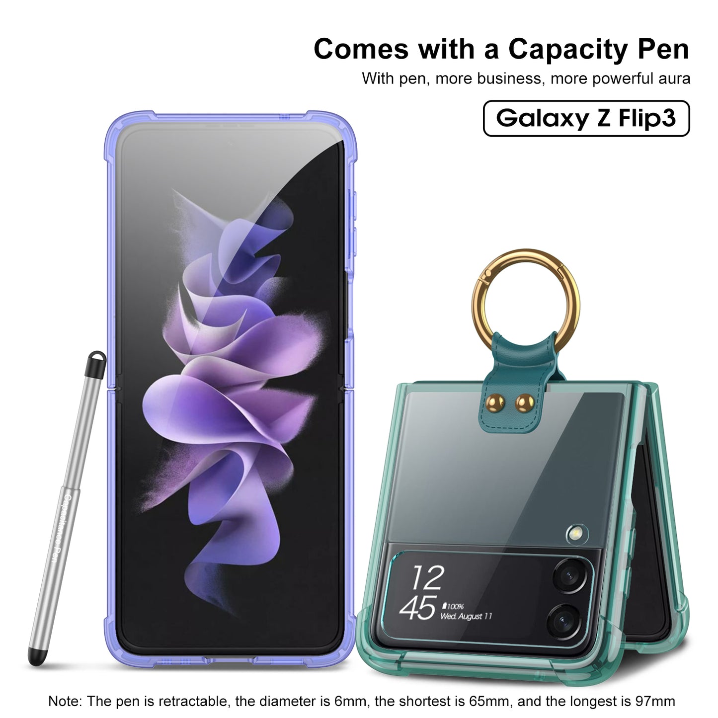 Airbag Corner Hard Silicone Case For Samsung Galaxy Z Flip 3 5G Case Included Capacitance Pen Slot Cover For Galaxy Z Flip 3