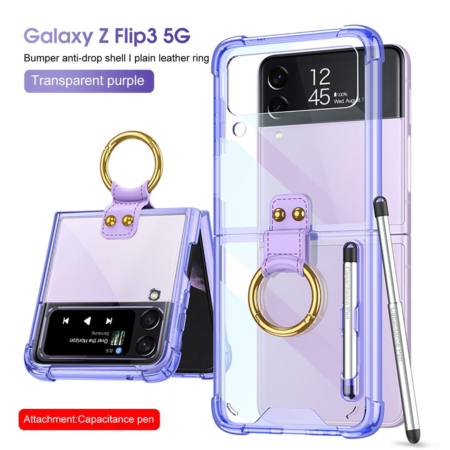 Airbag Corner Hard Silicone Case For Samsung Galaxy Z Flip 3 5G Case Included Capacitance Pen Slot Cover For Galaxy Z Flip 3