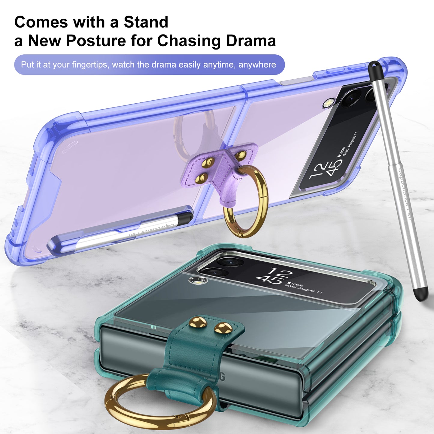 Airbag Corner Hard Silicone Case For Samsung Galaxy Z Flip 3 5G Case Included Capacitance Pen Slot Cover For Galaxy Z Flip 3