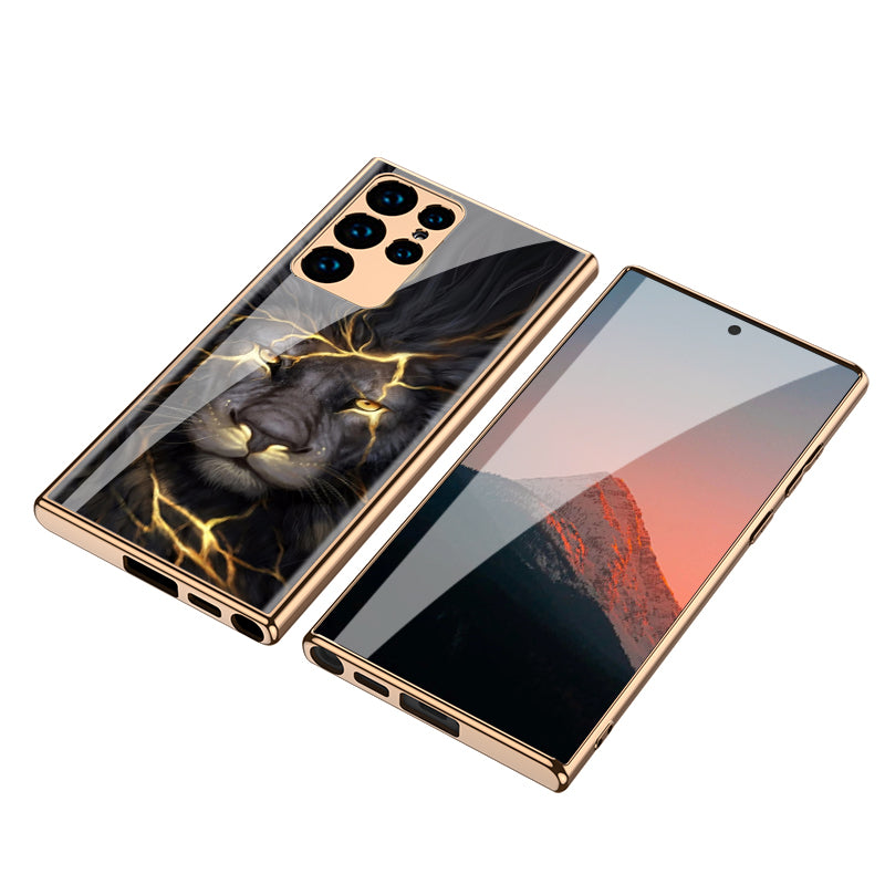 Case For Samsung Galaxy S21 S22 Ultra Case Electroplated Painted Tempered Glass Hard Cover For Galaxy S21 S22 Ultra