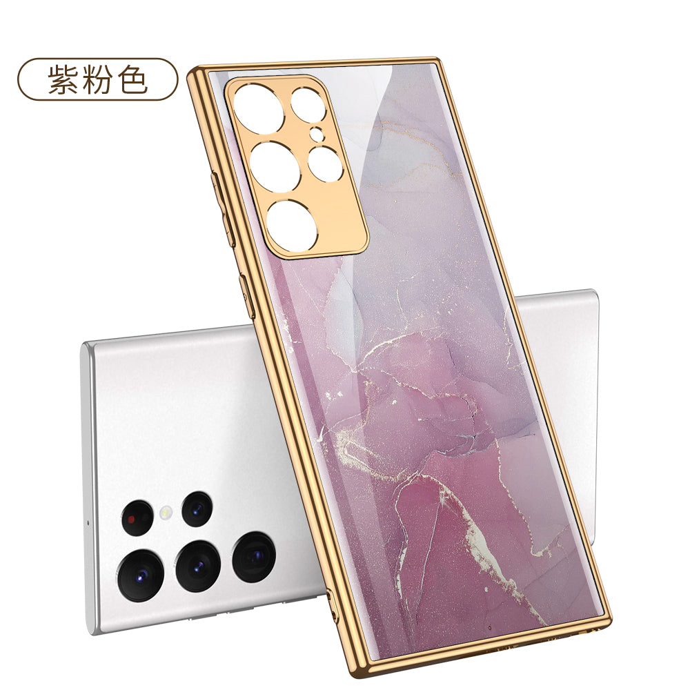 Case For Samsung Galaxy S21 S22 Ultra Case Electroplated Painted Tempered Glass Hard Cover For Galaxy S21 S22 Ultra