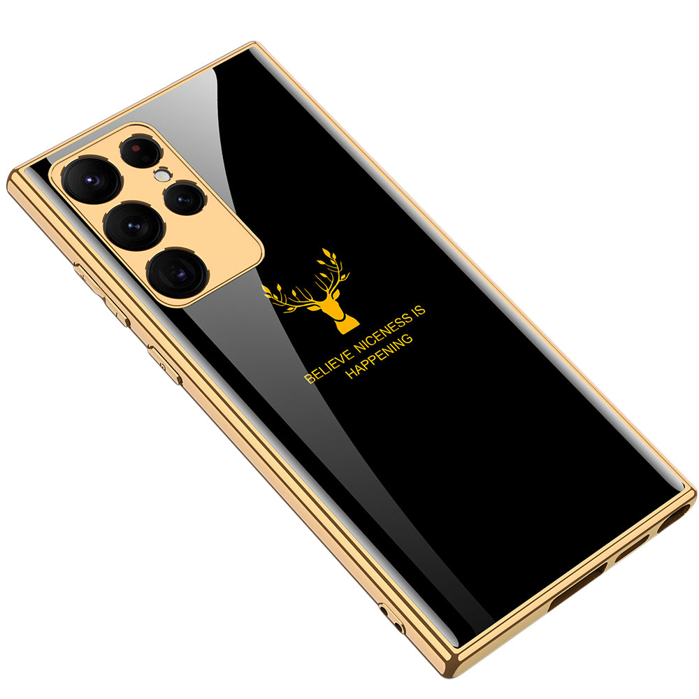 Case For Samsung Galaxy S21 S22 Ultra Case Electroplated Painted Tempered Glass Hard Cover For Galaxy S21 S22 Ultra