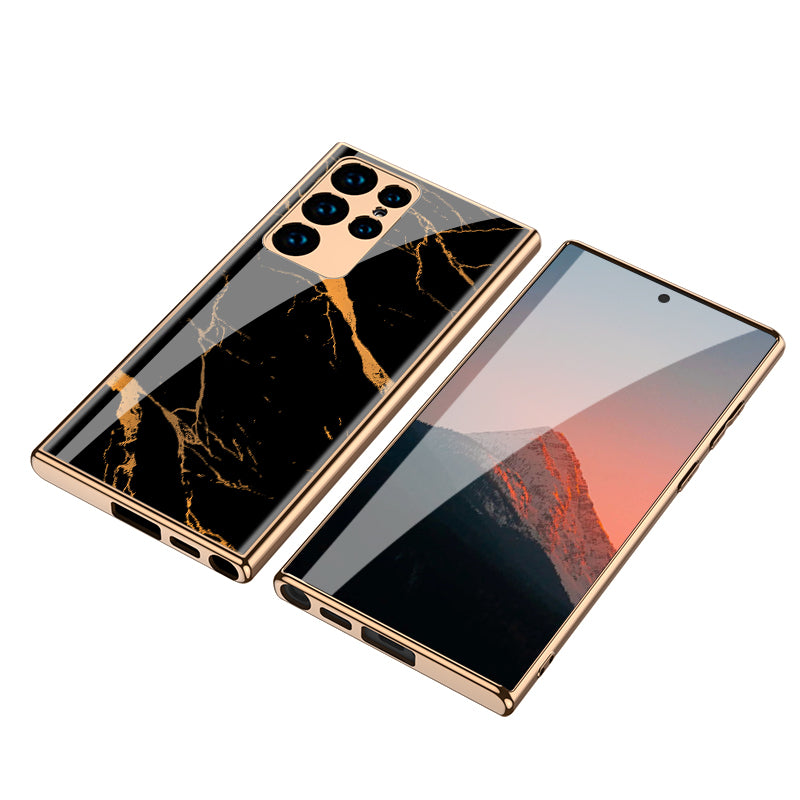 Case For Samsung Galaxy S21 S22 Ultra Case Electroplated Painted Tempered Glass Hard Cover For Galaxy S21 S22 Ultra