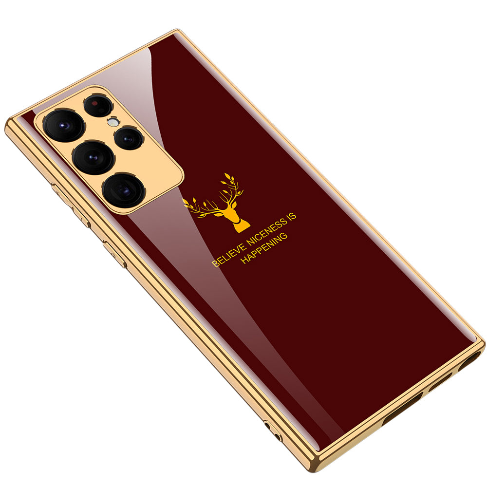 Case For Samsung Galaxy S21 S22 Ultra Case Electroplated Painted Tempered Glass Hard Cover For Galaxy S21 S22 Ultra