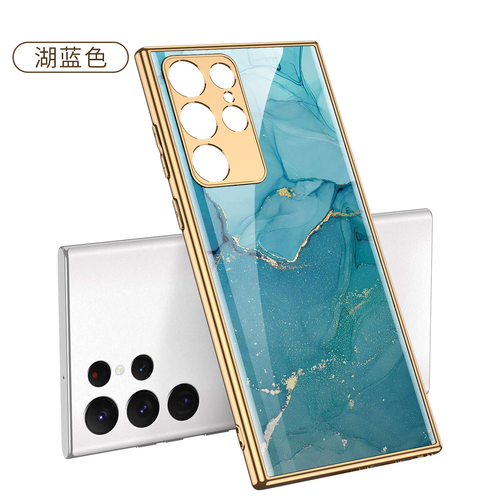 Case For Samsung Galaxy S21 S22 Ultra Case Electroplated Painted Tempered Glass Hard Cover For Galaxy S21 S22 Ultra